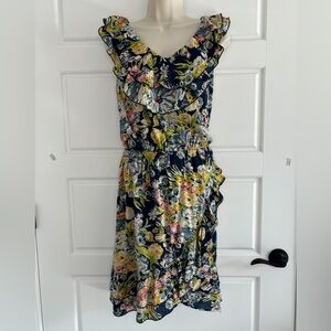 Old Navy Floral Ruffle Sleeveless MIDI Dress Romantic Cottagecore Cotton Size L